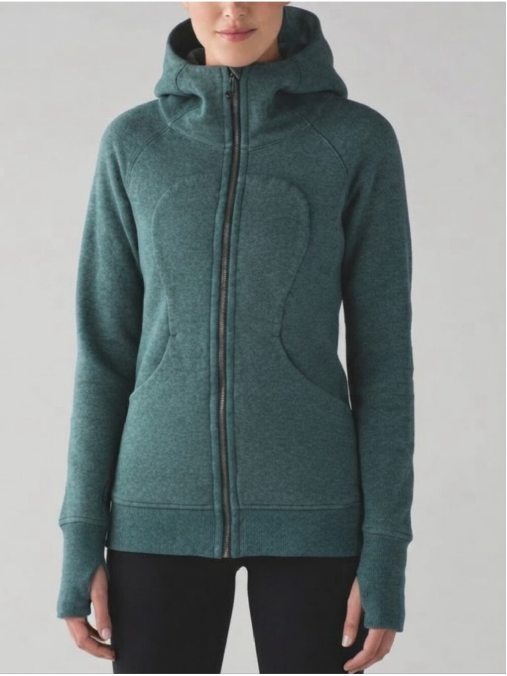Lululemon Scuba Hoodie Hooded Full Zip Up Sweatshirt Green Cozy Sz 12 Warm Soft